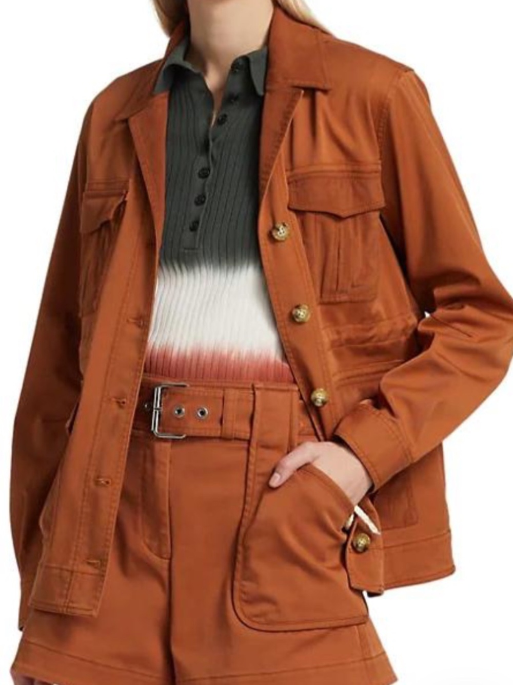 Derek Lam 10 Crosby Alison Cotton Blend Utility Jacket 2 Classic Stretch Casual
